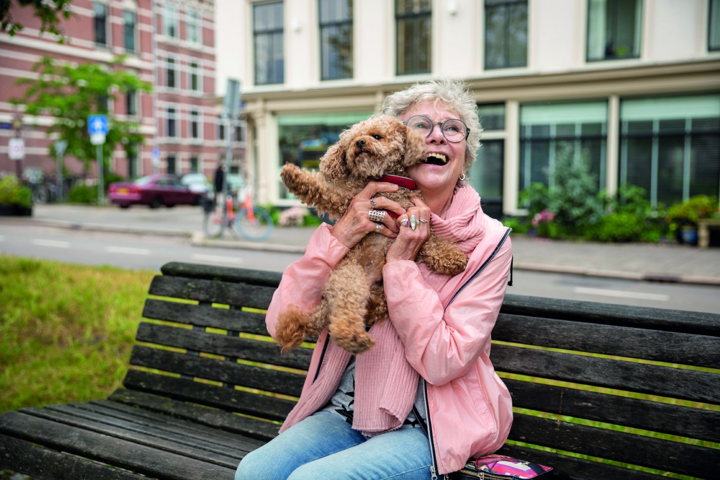 Christine and Sammy met through the OOPOEH Foundation, which connects elderly residents with families looking for dog sitters. 