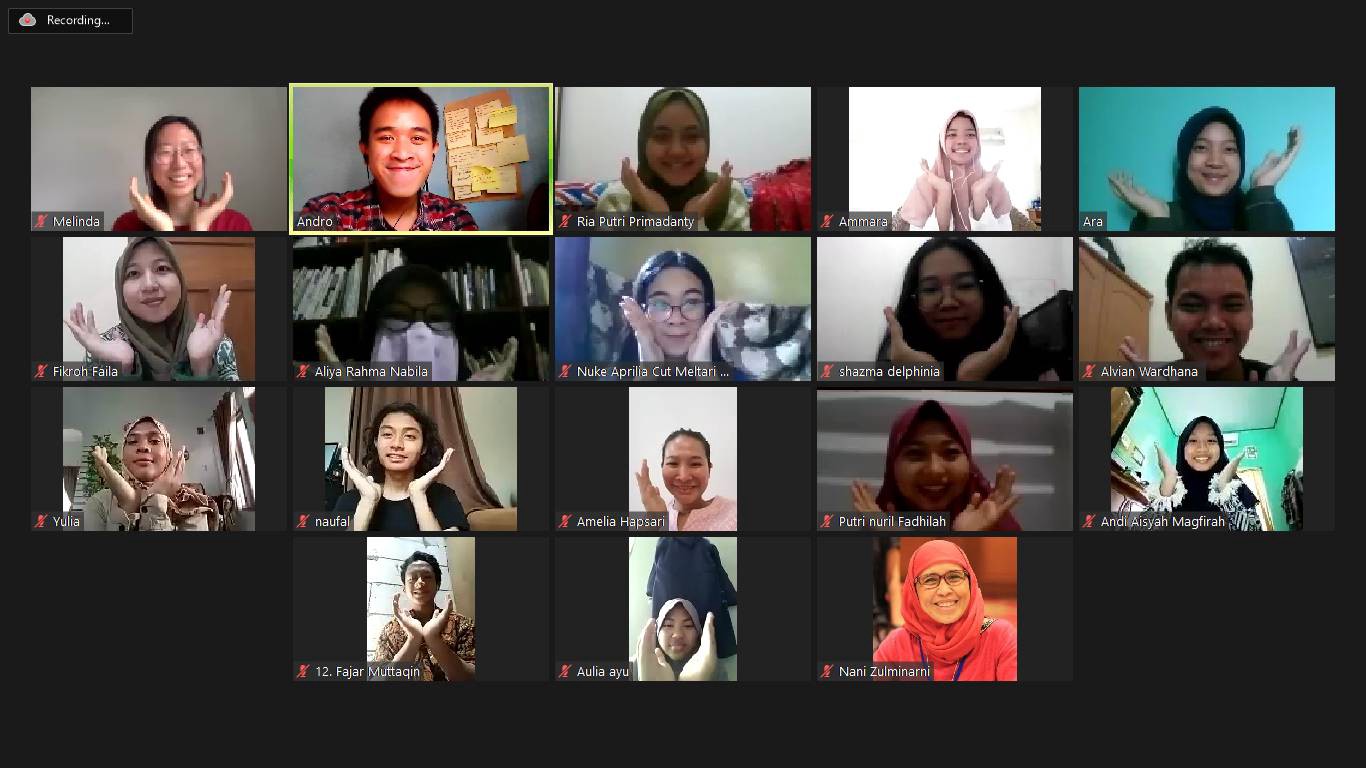 A virtual gathering on Zoom with a bunch of young changemakers