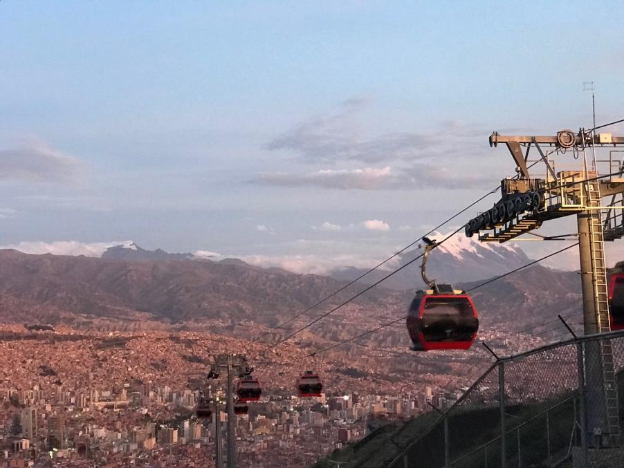 Mi Teleférico, the public transportation system in La Paz, Bolivia. 