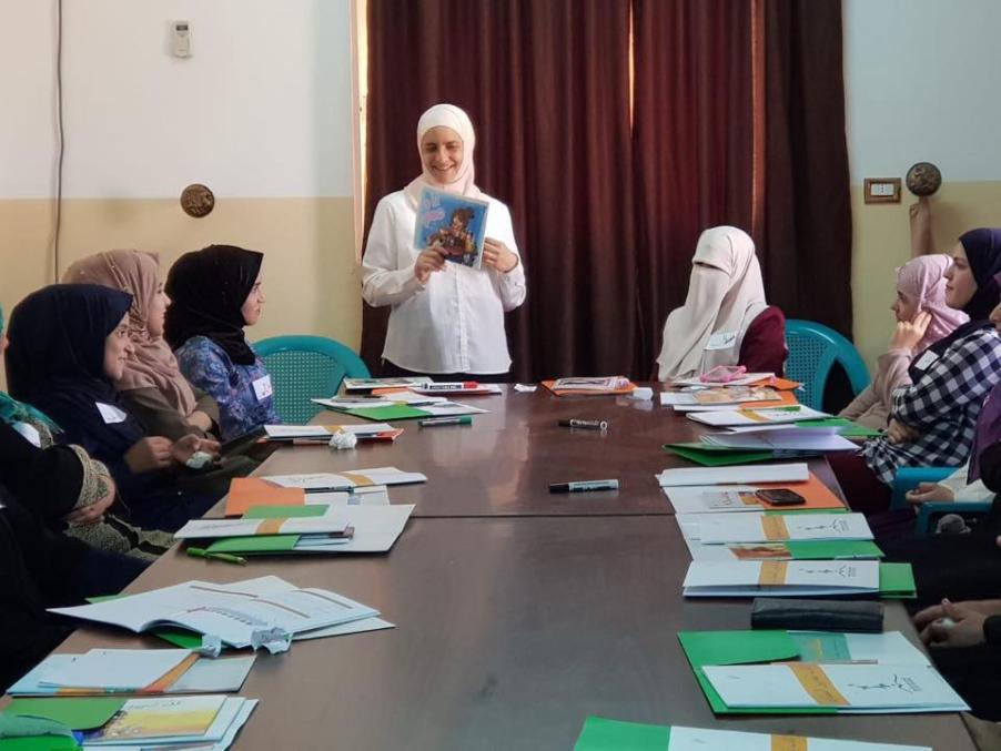 Rana Dajani, Ashoka Fellow and founder of We Love Reading at a meeting with other women, creating change. 